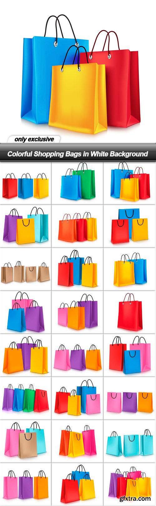 Colorful Shopping Bags in White Background - 24 EPS