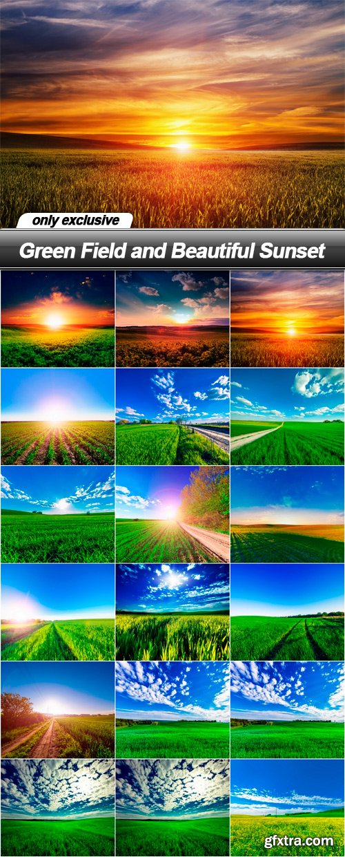 Green Field and Beautiful Sunset - 18 UHQ JPEG