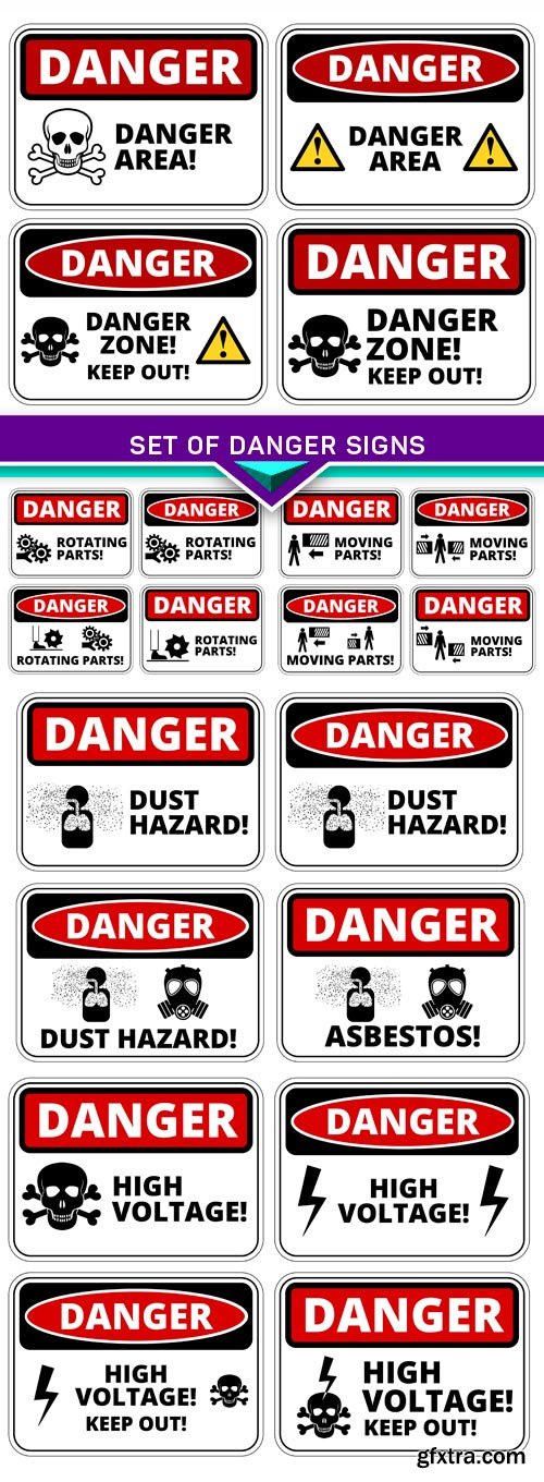 Set of danger signs, vector illustration 5X EPS