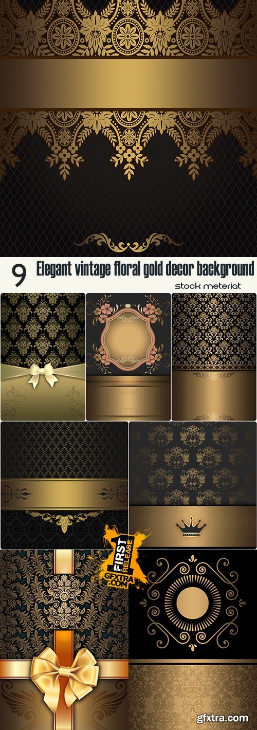 Elegant vintage floral gold decor background