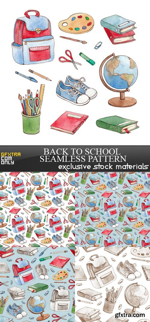 Back to School Seamless Pattern - 5 UHQ JPEG