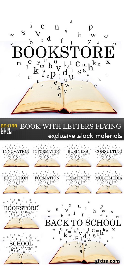 Book with Letters Flying - 11 UHQ JPEG