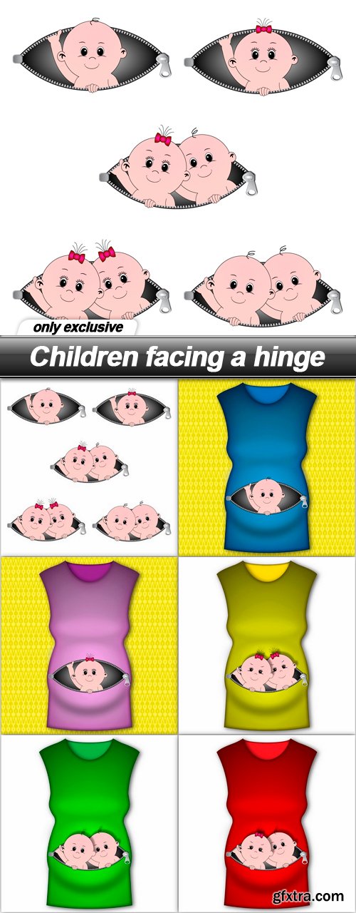 Children facing a hinge - 6 EPS