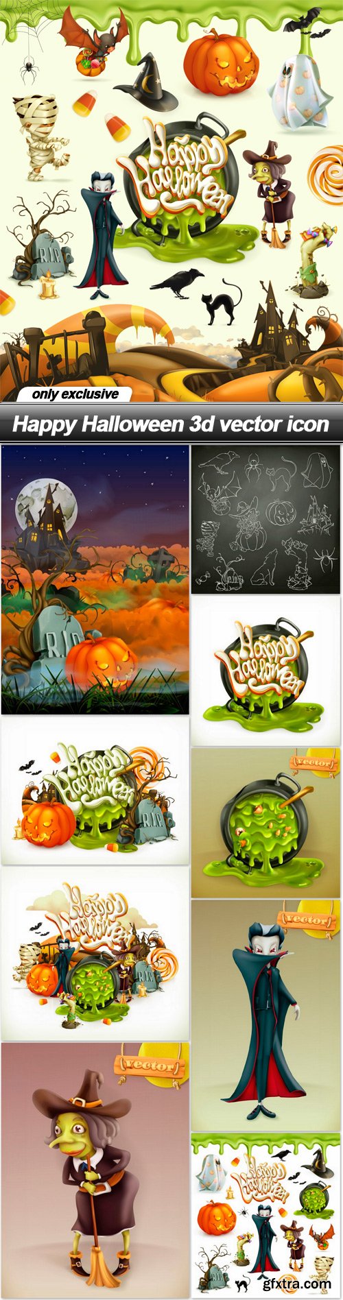 Happy Halloween 3d vector icon - 10 EPS