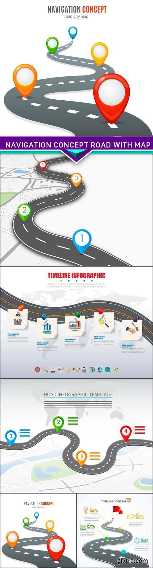 Navigation Concept Road with Map 5X EPS