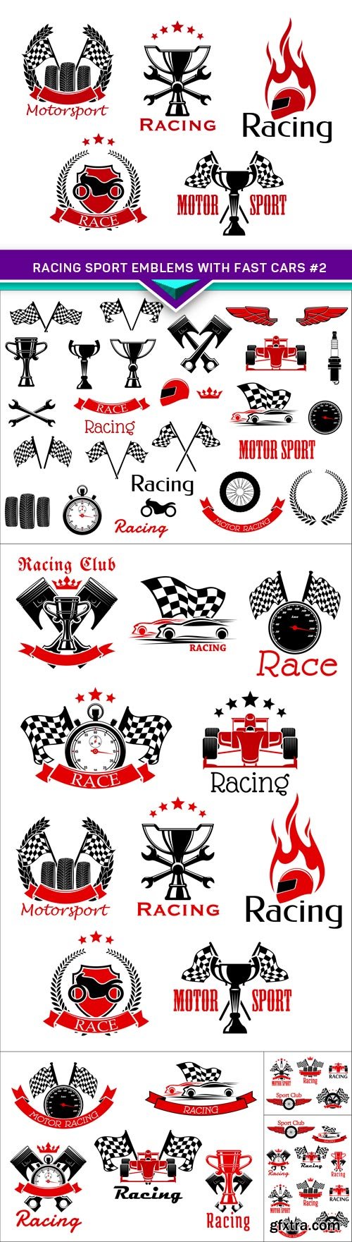 Racing sport emblems with fast cars #2 6X EPS