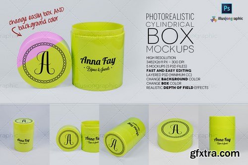 CM - Logo on Cylindrical Box Mockups 353082