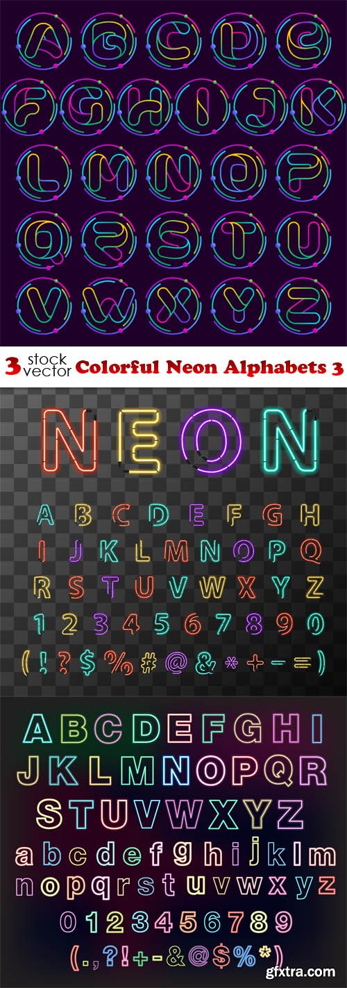 Vectors - Colorful Neon Alphabets 3
