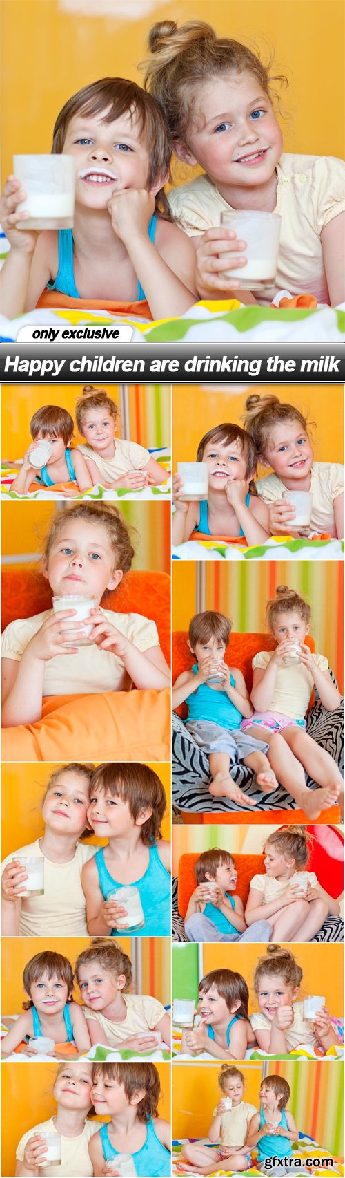 Happy children are drinking the milk - 10 UHQ JPEG