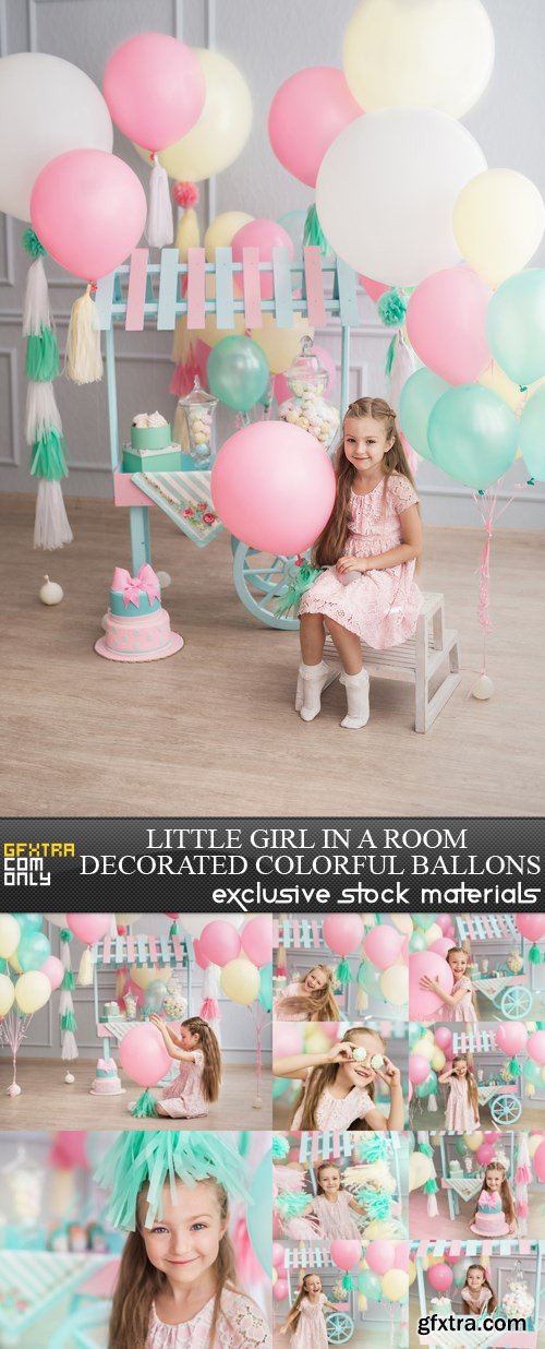 Little Girl in a Room Decorated Colorful Ballons - 11 UHQ JPEG