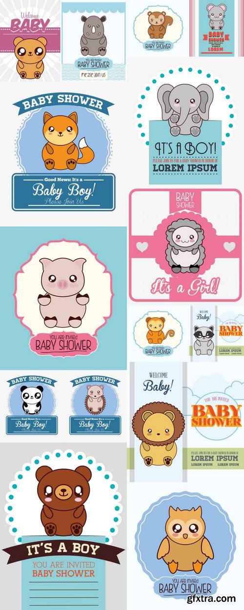 Cute Animal Cartoon Baby Shower