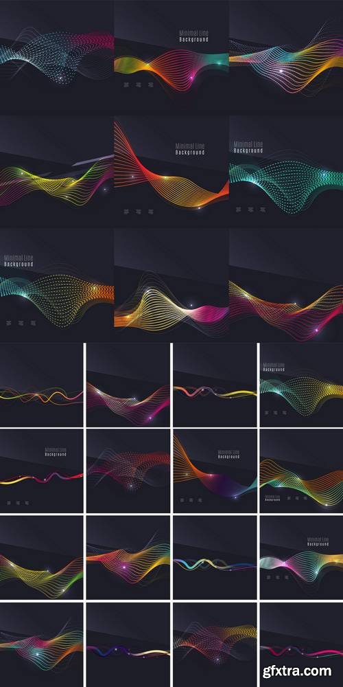 Futuristic Colorful Waves and Lines on Dark Background