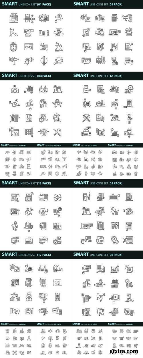 Modern Thin Line Icons Set for Business