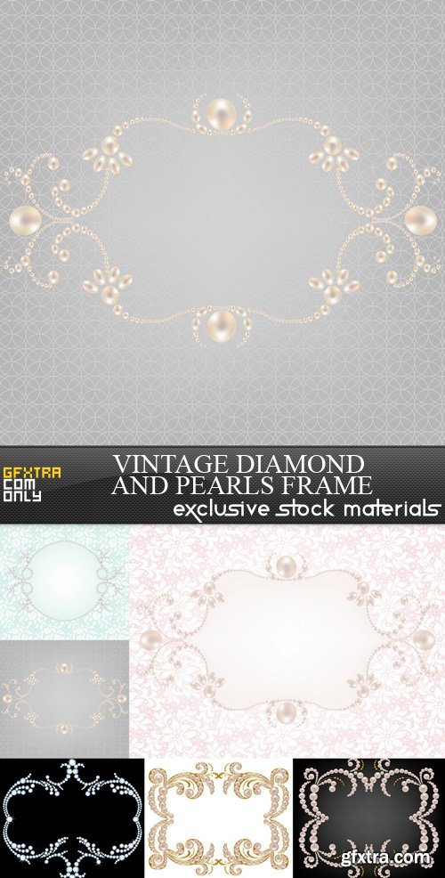 Vintage Diamond and Pearls Frame - 6 EPS