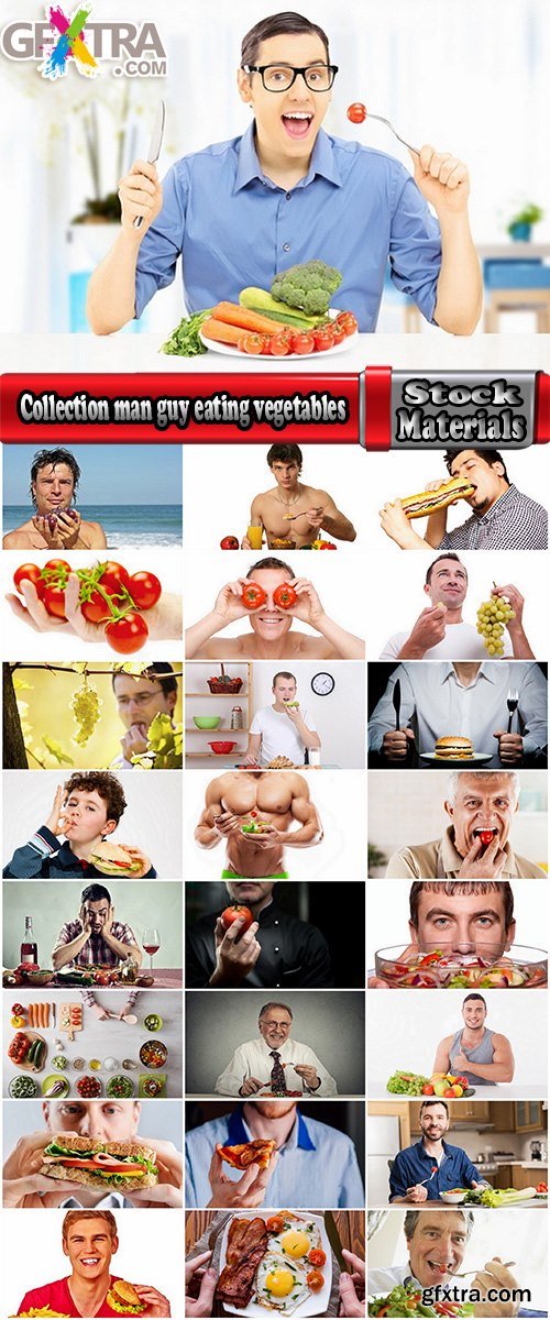 Collection man guy eating vegetables fruit hamburger sandwich burger 25 HQ Jpeg