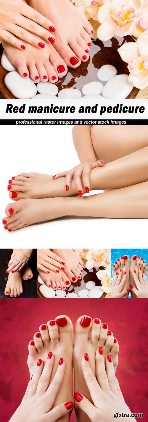 Red manicure and pedicure - 5 UHQ JPEG