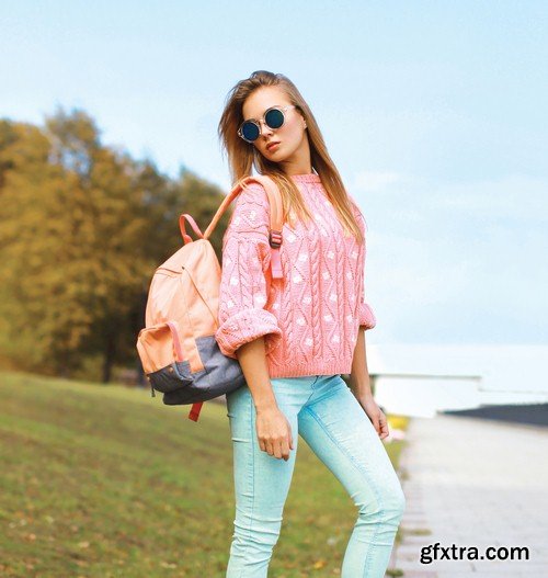 Girl with backpack - 5 UHQ JPEG