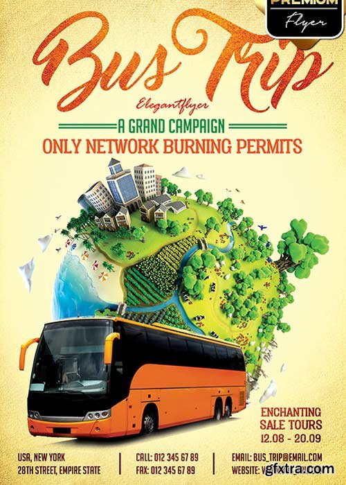 Bus Trip V1 Flyer PSD Template + Facebook Cover