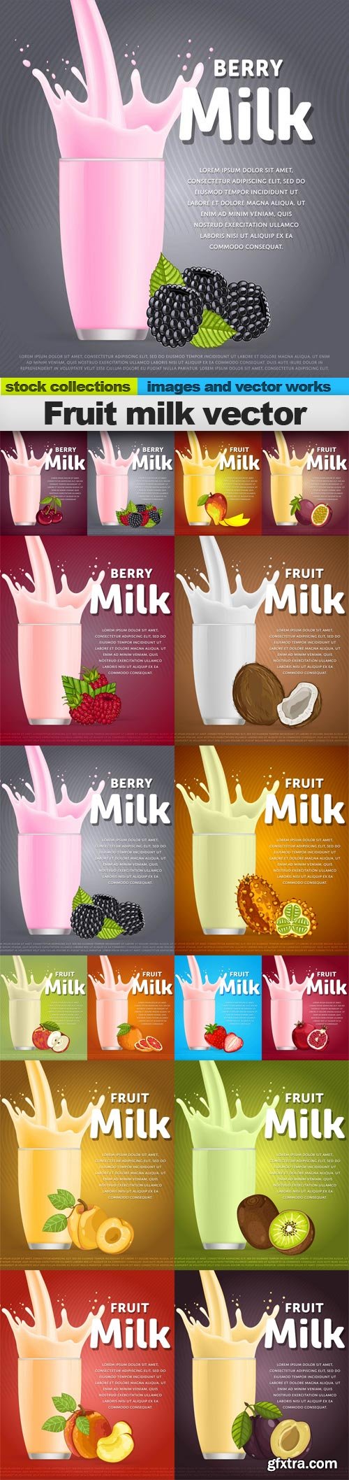 Fruit milk vector, 16 x EPS