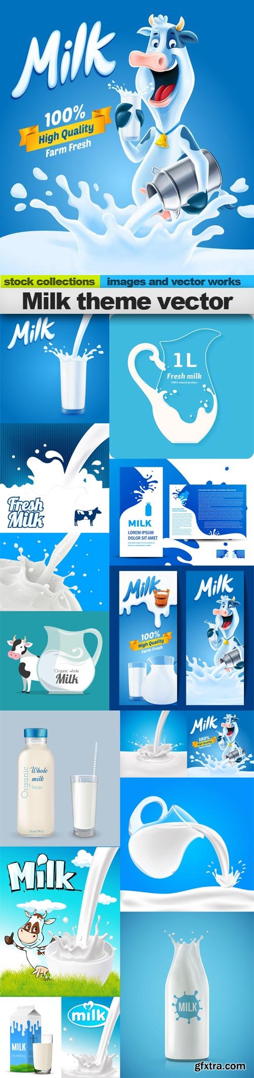 Milk theme vector, 15 x EPS