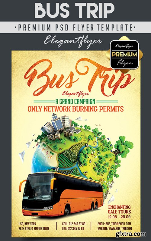 Bus Trip – Flyer PSD Template + Facebook Cover