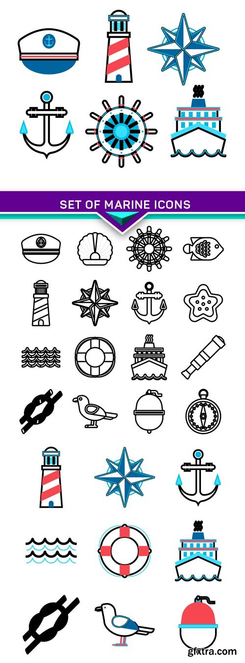 Set of marine icons 3X EPS