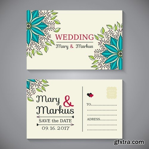 Business card, vintage decorative elements, hand drawn background