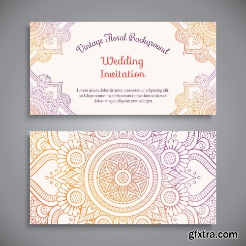 Business card, vintage decorative elements, hand drawn background