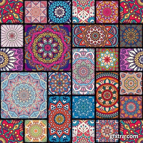 Ethnic floral seamless pattern, abstract ornamental pattern