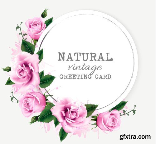 Natural background with roses, vintage vector