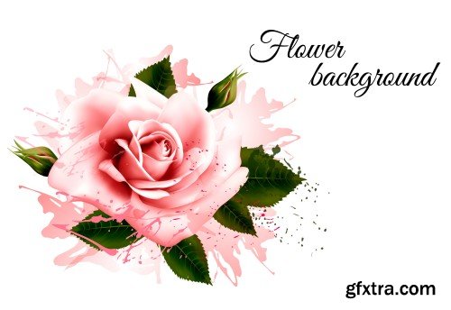 Natural background with roses, vintage vector