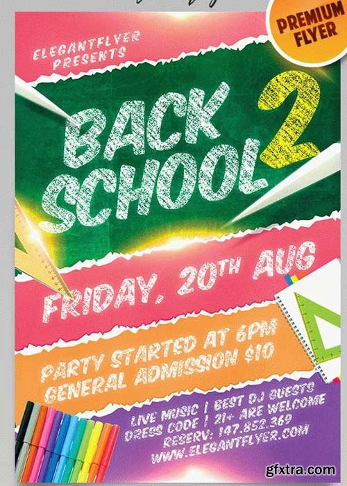 Back to School V14 Flyer PSD Template + Facebook Cover