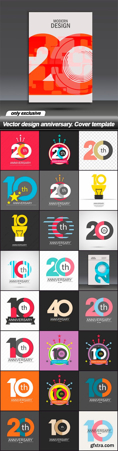 Vector design anniversary. Cover template - 25 EPS