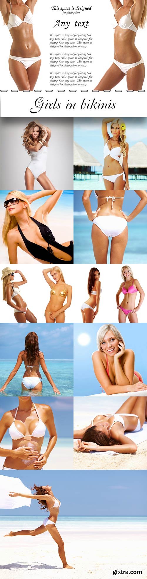 Girls in bikinis raster graphics