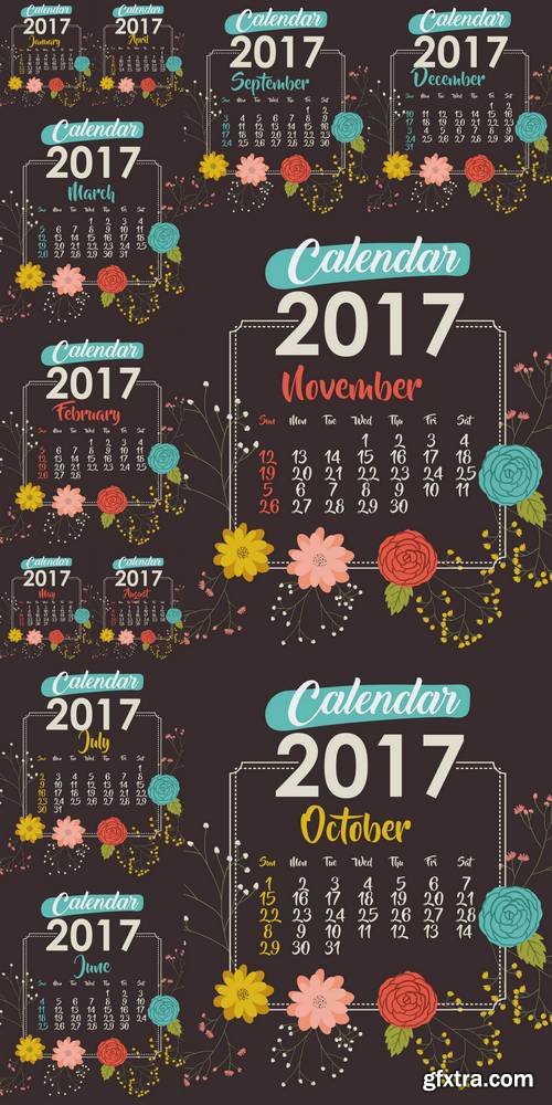 2017 Calendar with Flowers