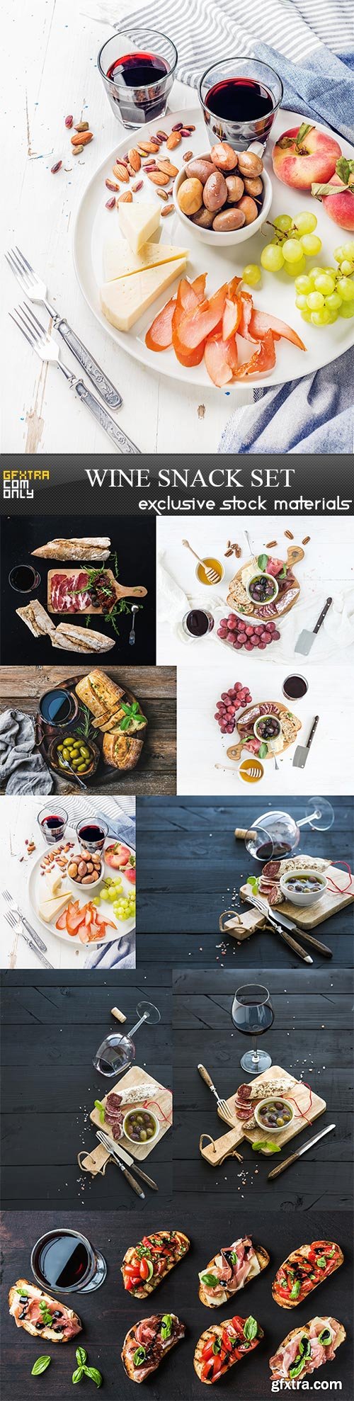 Wine snack set, 9 x UHQ JPEG