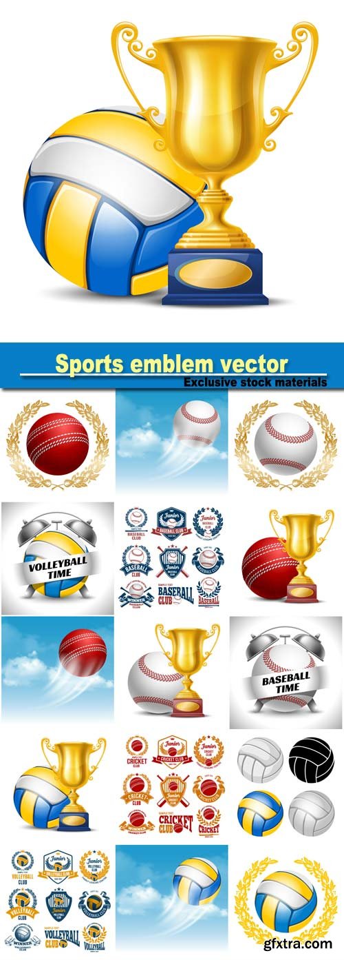 Sports emblem vector, volleyball, football, cricket