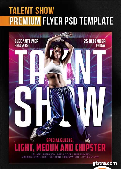 Talent Show V1 Flyer PSD Template + Facebook Cover