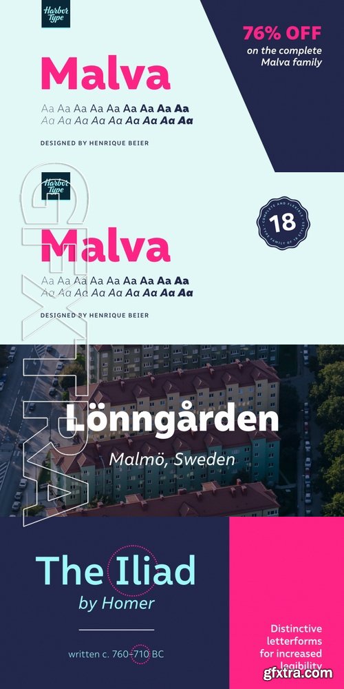 Malva Font Family - 18 Fonts $120