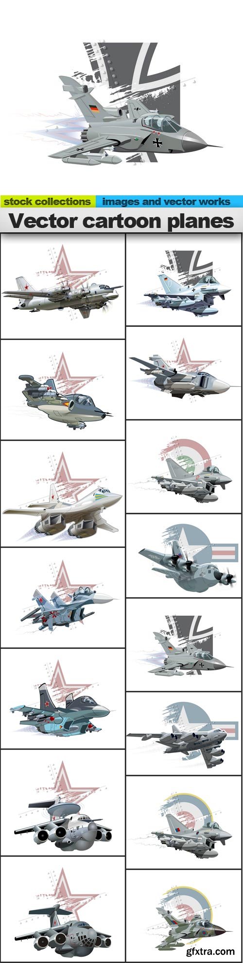 Vector cartoon planes, 15 x EPS