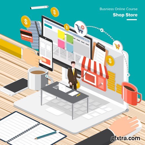 Online Course - Flat Business Concept 2 - 24xEPS