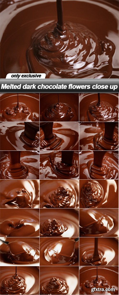 Melted dark chocolate flowers close up - 20 UHQ JPEG