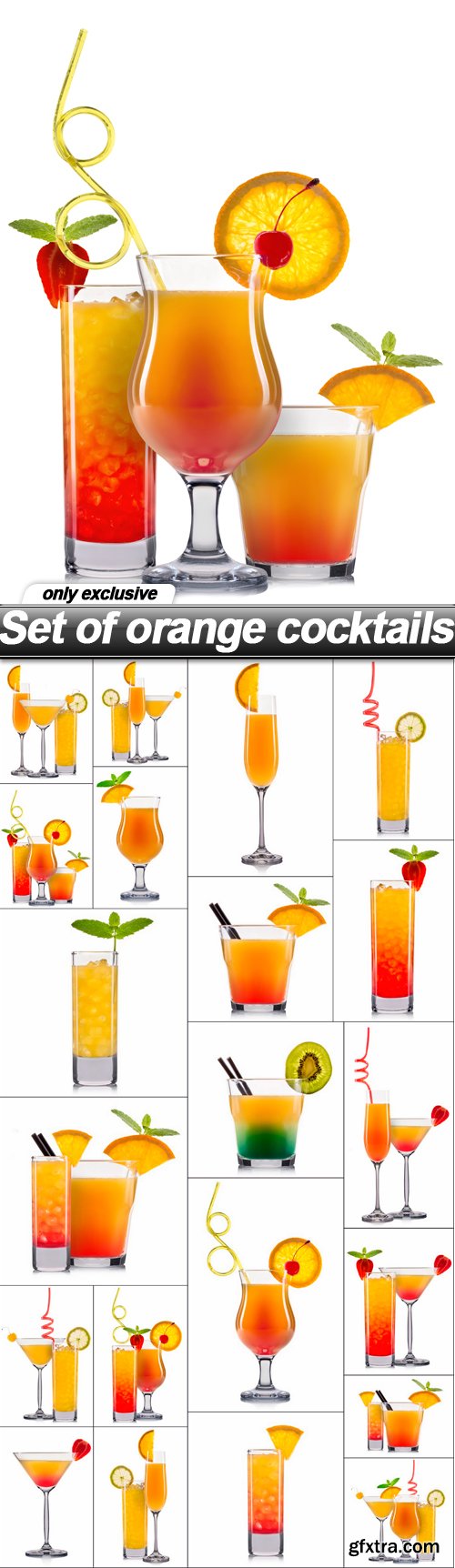 Set of orange cocktails - 21 UHQ JPEG