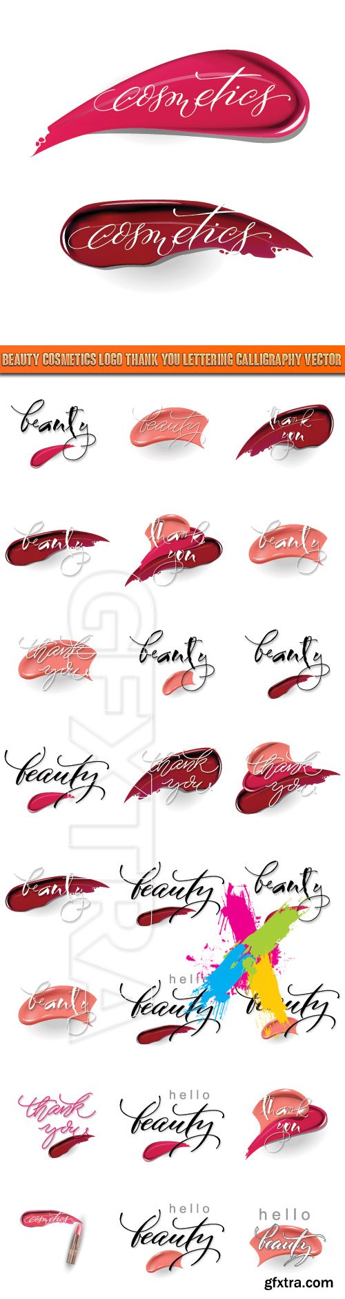 Beauty cosmetics logo Thank you lettering calligraphy vector