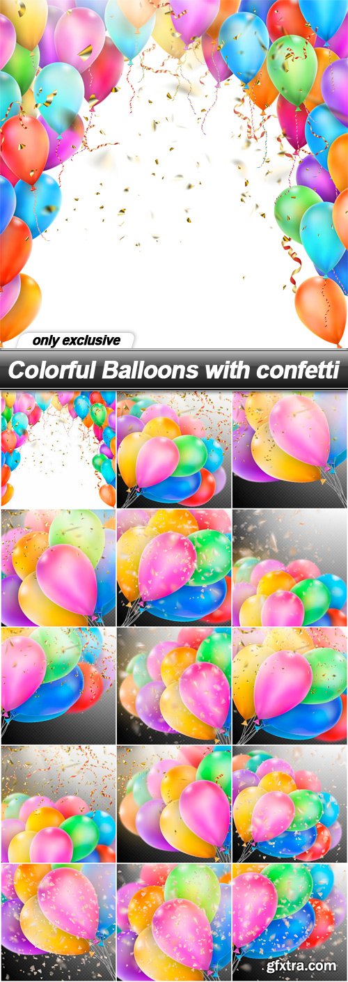 Colorful Balloons with confetti - 15 EPS