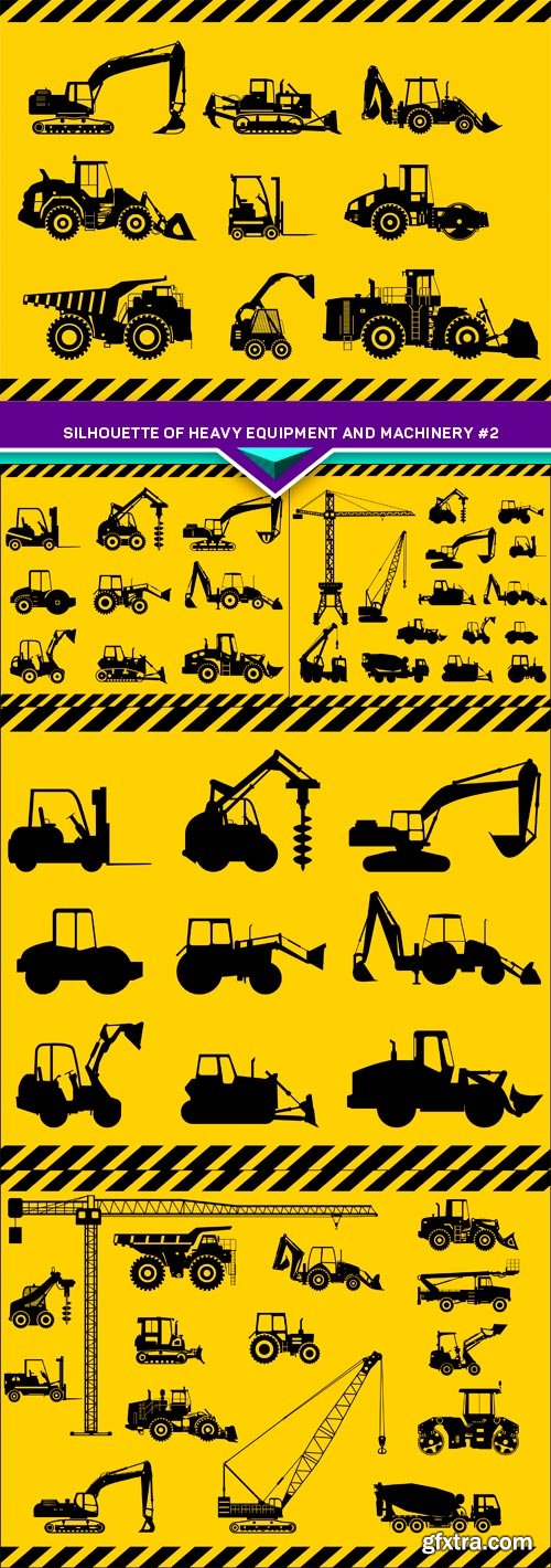 Silhouette illustration of heavy equipment and machinery #2 5X EPS