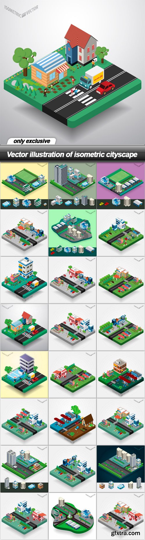 Vector illustration of isometric cityscape - 24 EPS