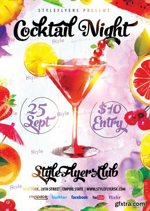 Cocktail Night PSD Flyer Template