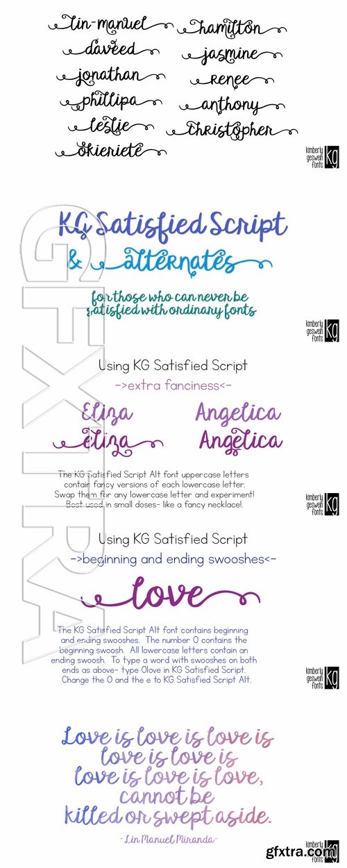 KG Satisfied Script - Both fonts $10