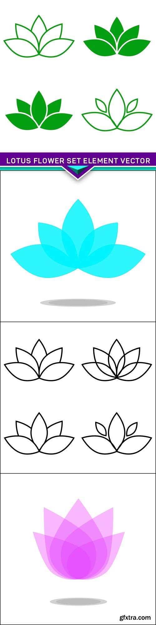 Lotus flower set element vector 4X EPS